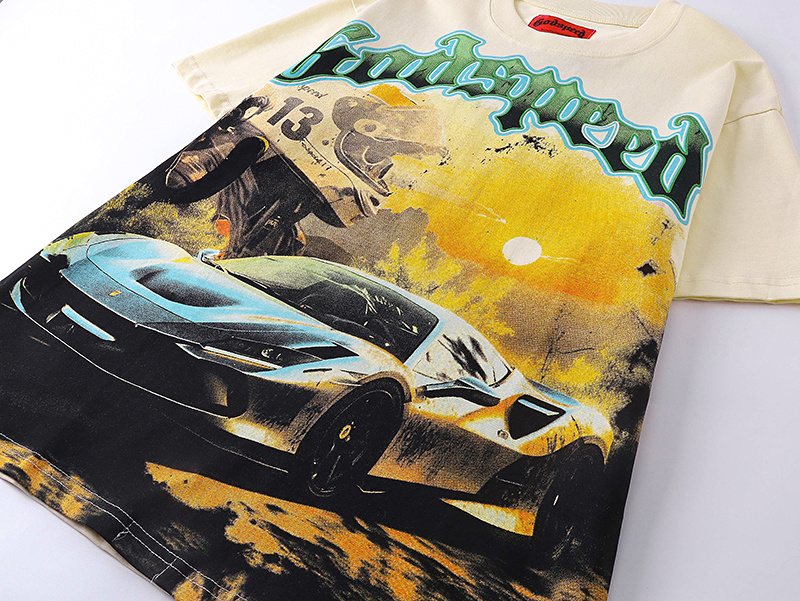 Godspeed Cream Car Graphic Short-Sleeve T-Shirt ¡ª detail
