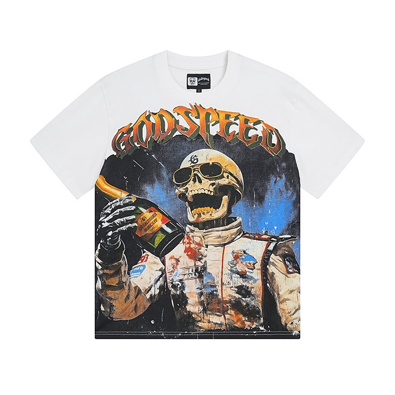 Godspeed Astronaut Skull Racing Graphic T-Shirt ¡ª hero