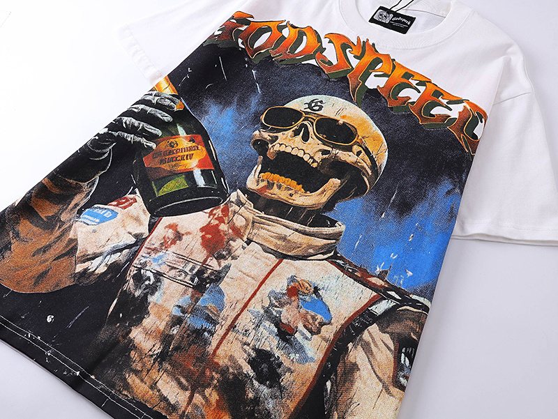 Godspeed Astronaut Skull Racing Graphic T-Shirt ¡ª detail