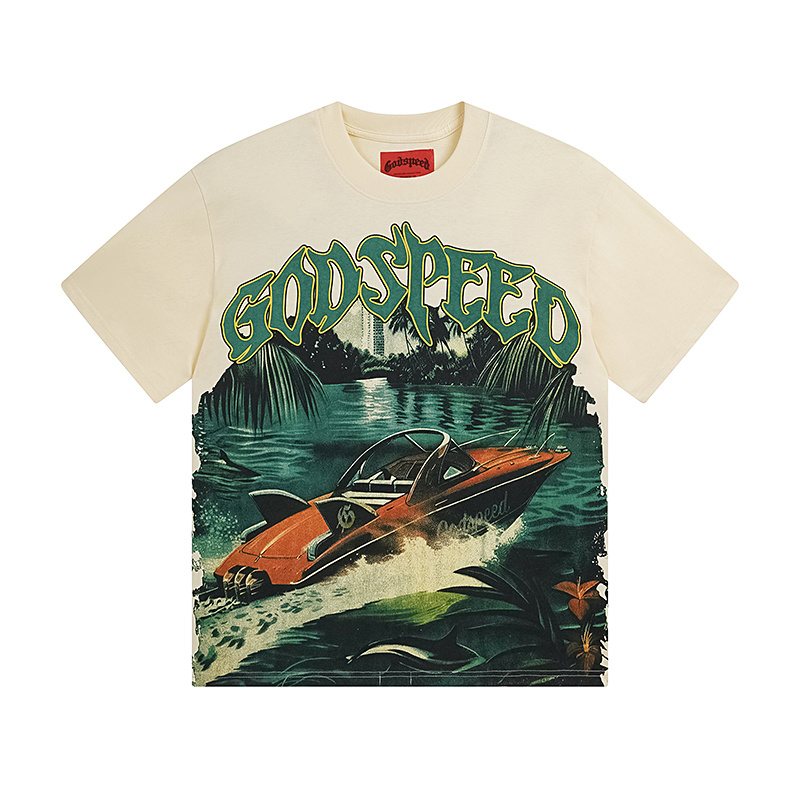 Godspeed Cream Boat Graphic Short-Sleeve T-Shirt ¡ª front