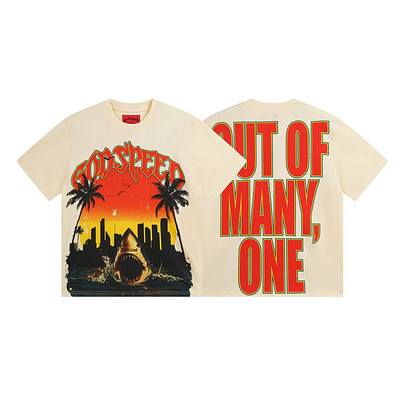 Godspeed Shark Sunset Graphic T-Shirt ¡ª hero