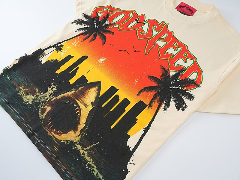 Godspeed Shark Sunset Graphic T-Shirt ¡ª detail
