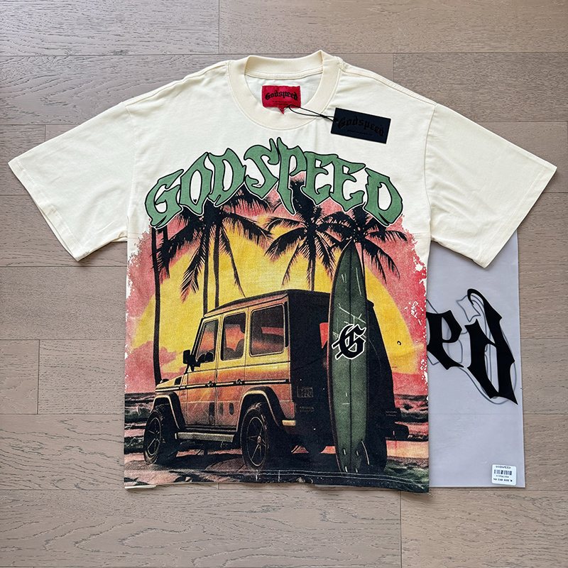 Godspeed Cream Sunset Car Graphic T-Shirt ¡ª context