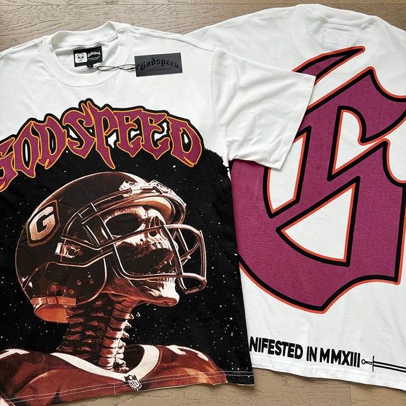 Godspeed Football Skeleton Graphic T-Shirt ¡ª context
