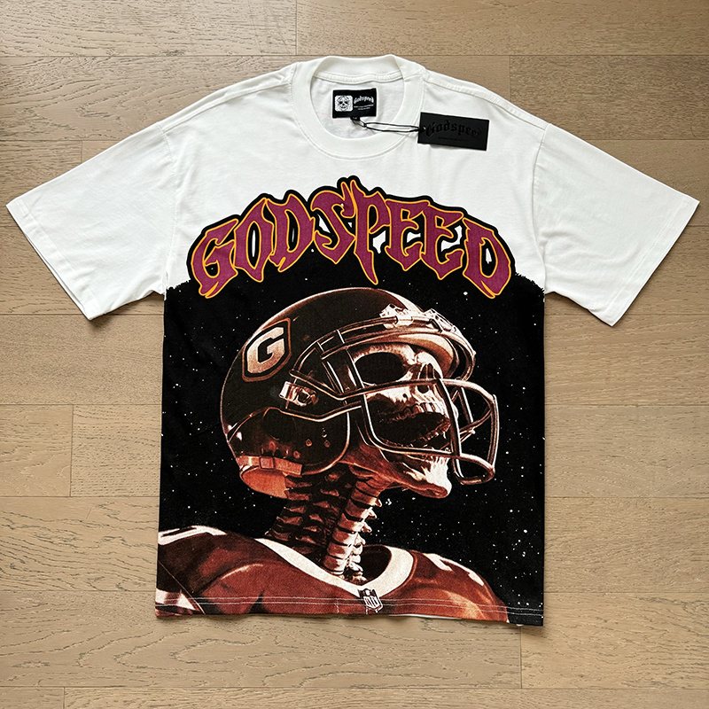Godspeed Football Skeleton Graphic T-Shirt ¡ª front