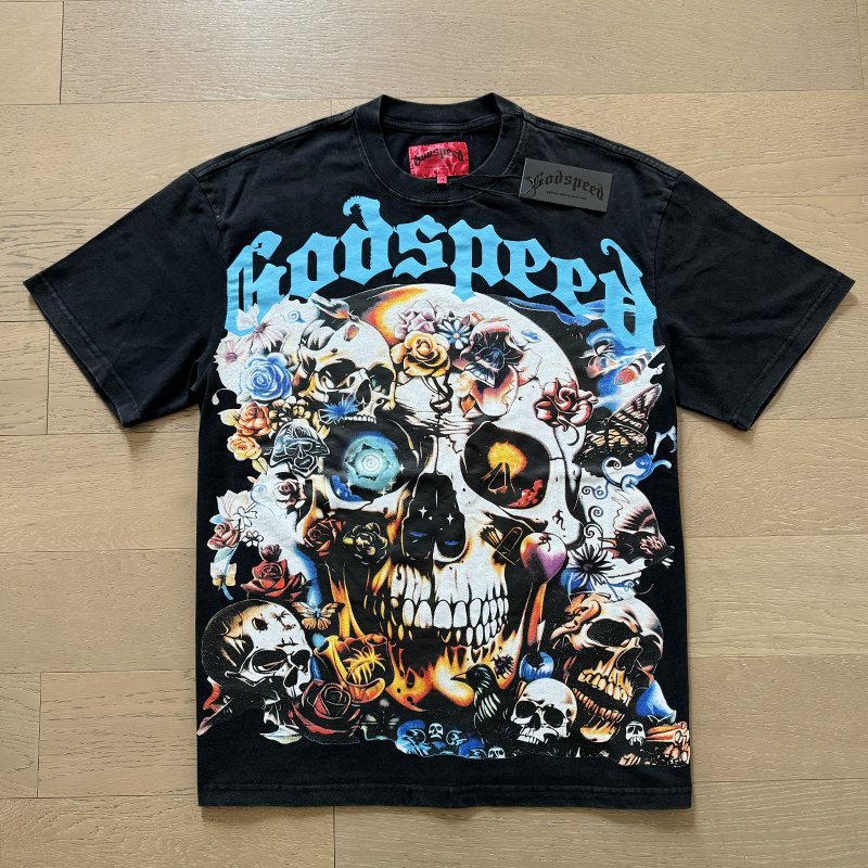 Godspeed Skull & Rose Graphic T-Shirt ¡ª front