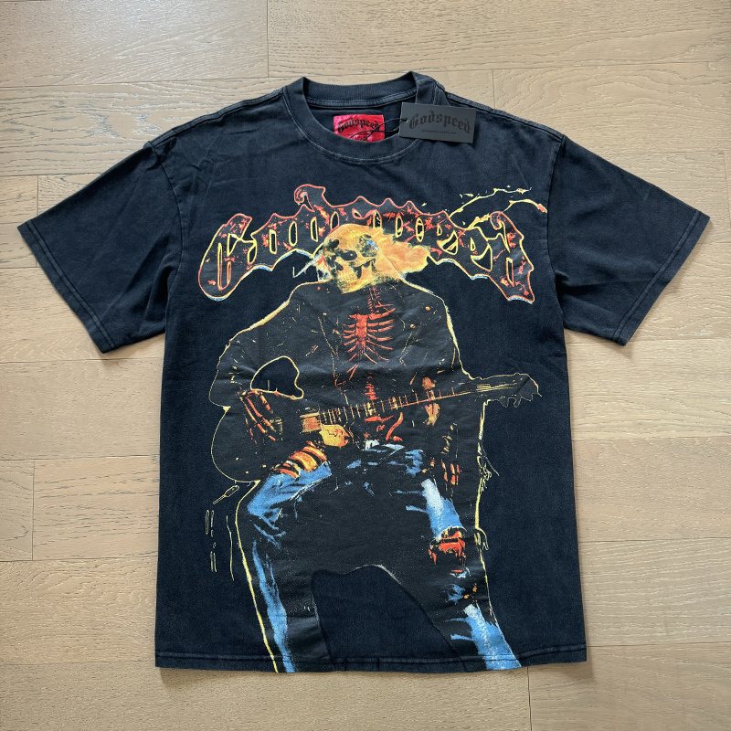 Godspeed Skeleton Guitar Graphic T-Shirt ¡ª front
