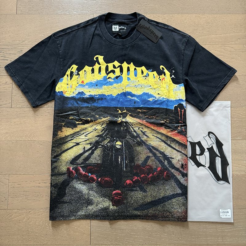 Godspeed Motorcycle Graphic Washed Black T-Shirt ¡ª context
