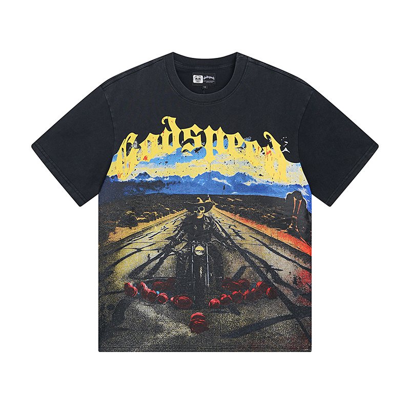 Godspeed Motorcycle Graphic Washed Black T-Shirt ¡ª hero