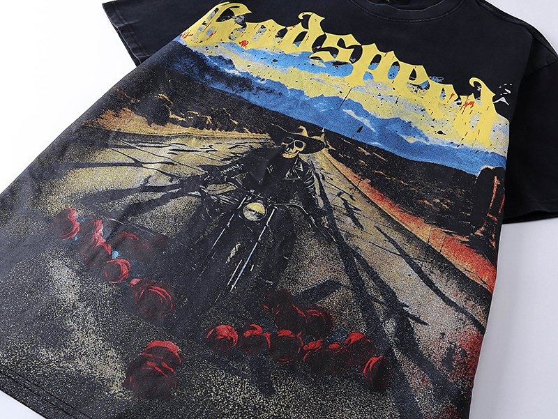 Godspeed Motorcycle Graphic Washed Black T-Shirt ¡ª detail