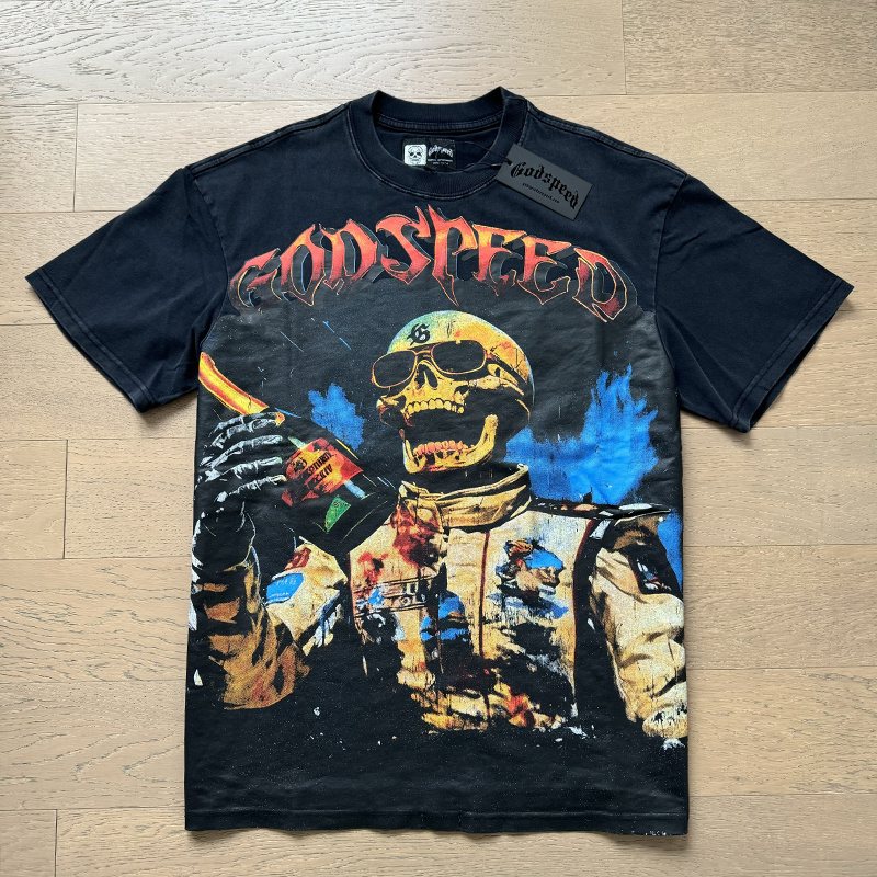 Godspeed Skull Racing Graphic T-Shirt ¡ª front