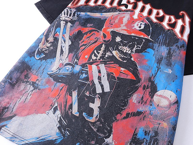 Godspeed Baseball Skull Graphic T-Shirt ¡ª detail