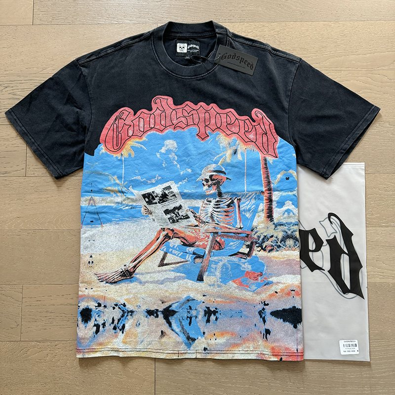 Godspeed Beach Skeleton Graphic T-Shirt ¡ª context