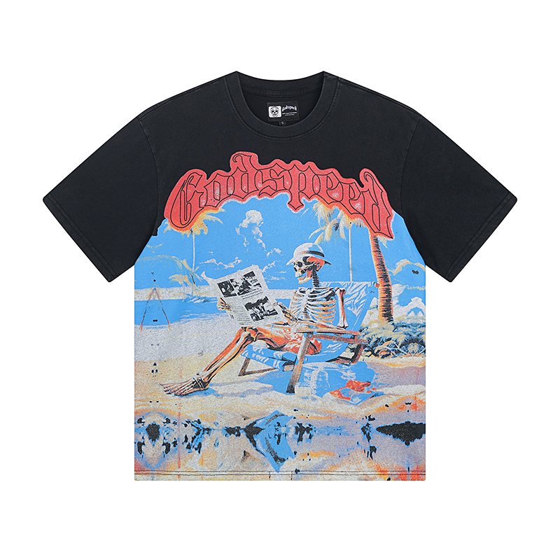 Godspeed Beach Skeleton Graphic T-Shirt ¡ª hero