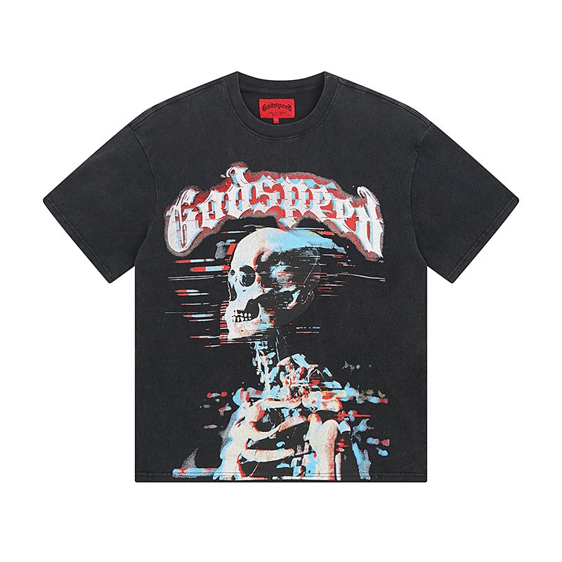 Godspeed Washed Black Skull Graphic T-Shirt ¡ª hero