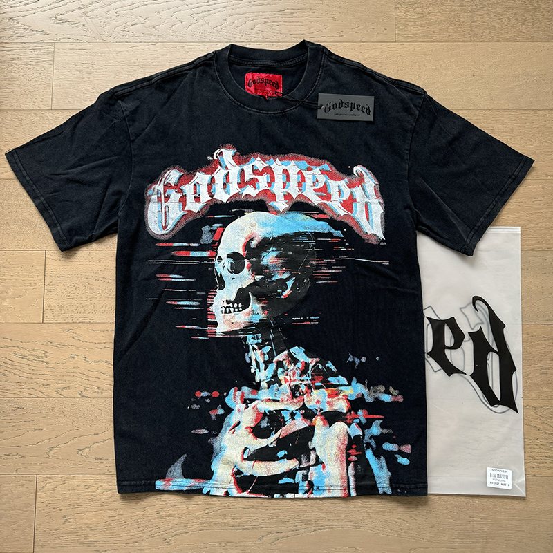 Godspeed Washed Black Skull Graphic T-Shirt ¡ª context