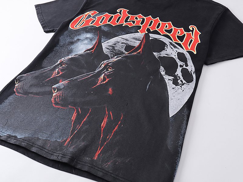 Godspeed Dog & Moon Graphic Washed T-Shirt ¡ª detail