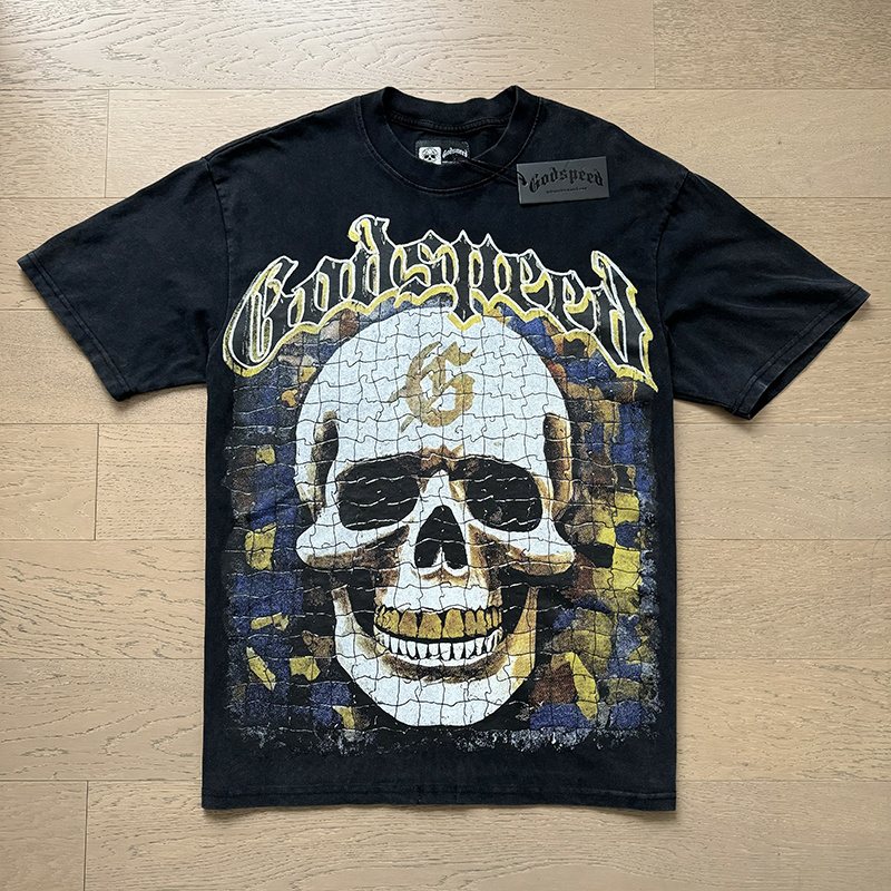 Godspeed Washed Black Skull & Sun-Eye Graphic T-Shirt ¡ª context