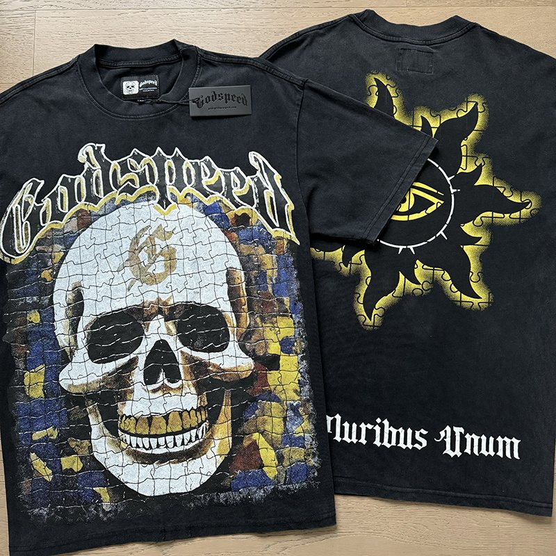 Godspeed Washed Black Skull & Sun-Eye Graphic T-Shirt ¡ª context