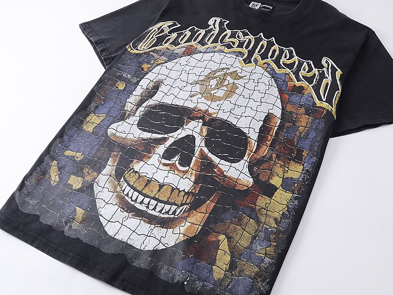 Godspeed Washed Black Skull & Sun-Eye Graphic T-Shirt ¡ª front