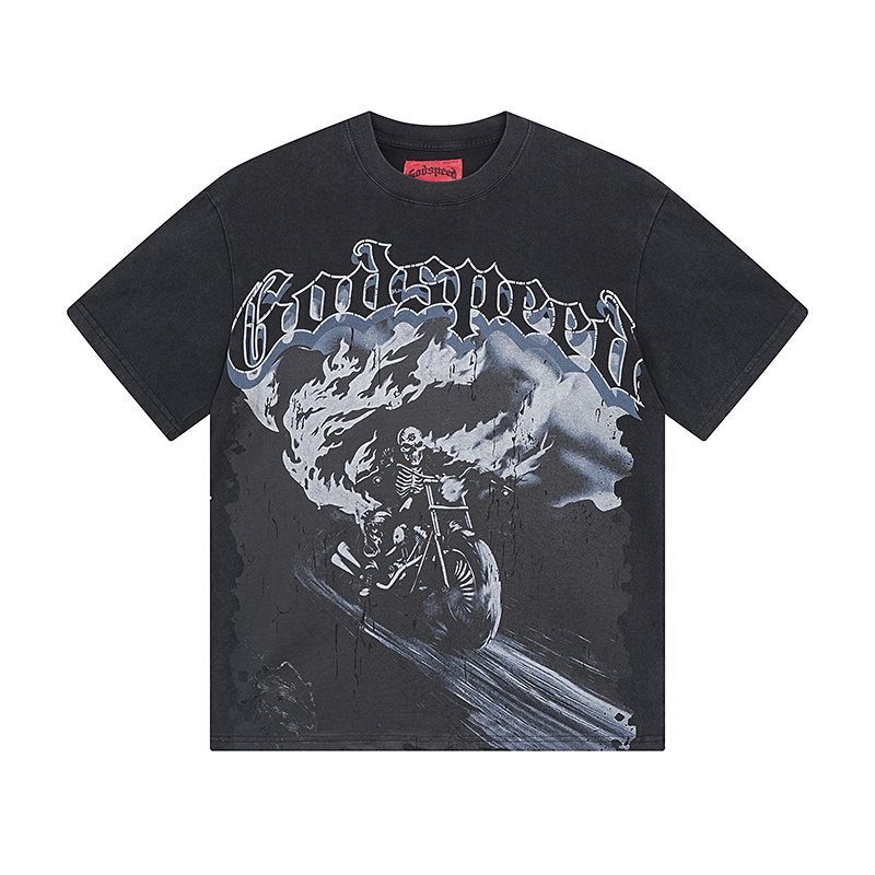 Godspeed Washed Black Motorcycle Graphic T-Shirt ¡ª hero