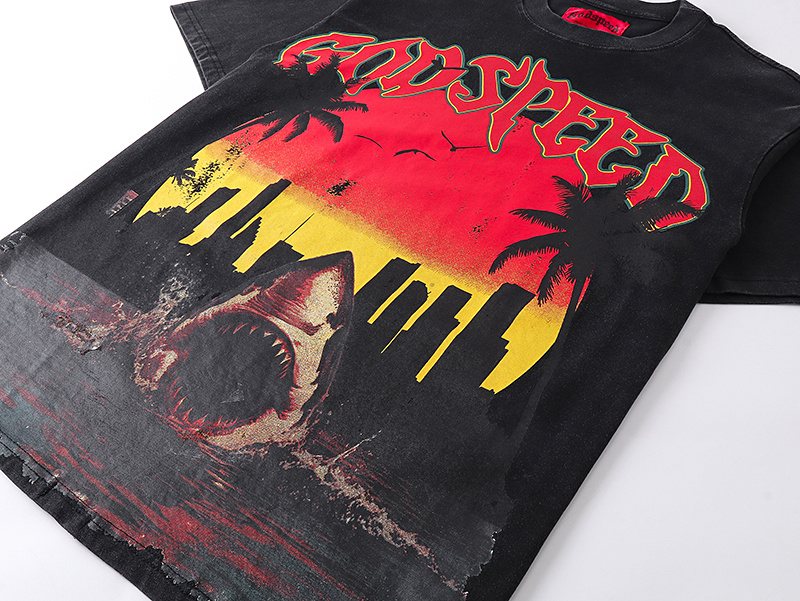 Godspeed Shark Sunset Graphic T-Shirt ¡ª detail