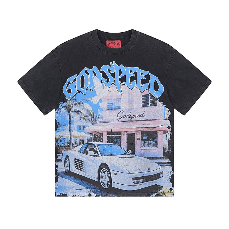 Godspeed Washed Black Rock Graphic T-Shirt ¡ª hero