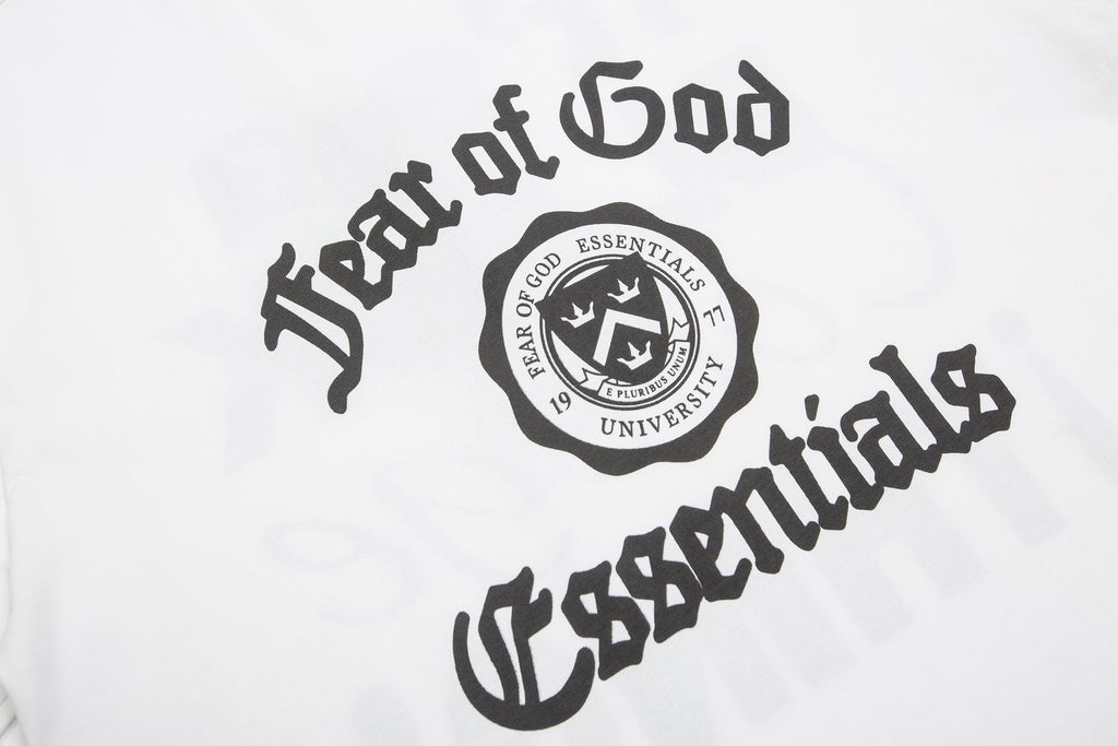 Fear of God Essentials Black College Graphic T-Shirt ¡ª detail