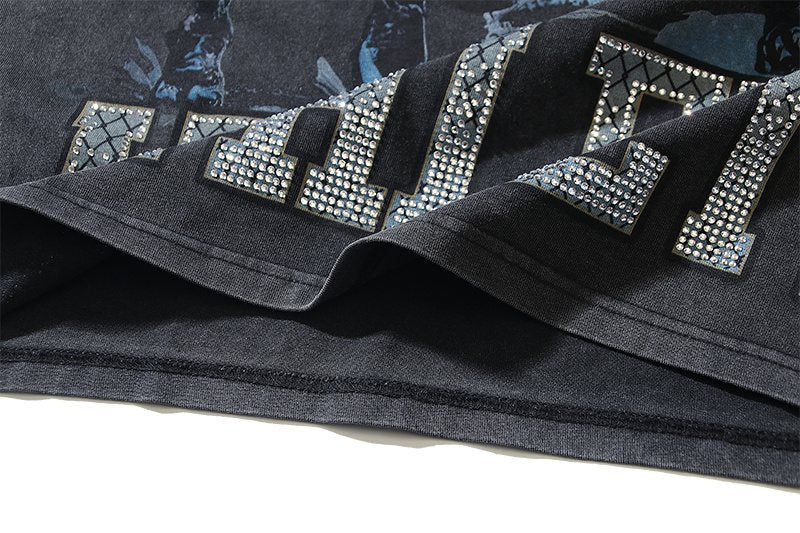 VALE USA Athletic Rhinestone Graphic T-Shirt ¡ª detail