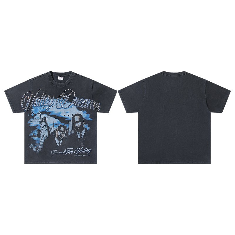 VALE USA Valley Dreams Rhinestone Graphic T-Shirt ¡ª front