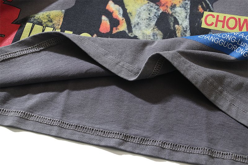 VALE USA Washed Gray Rhinestone Graphic T-Shirt ¡ª detail