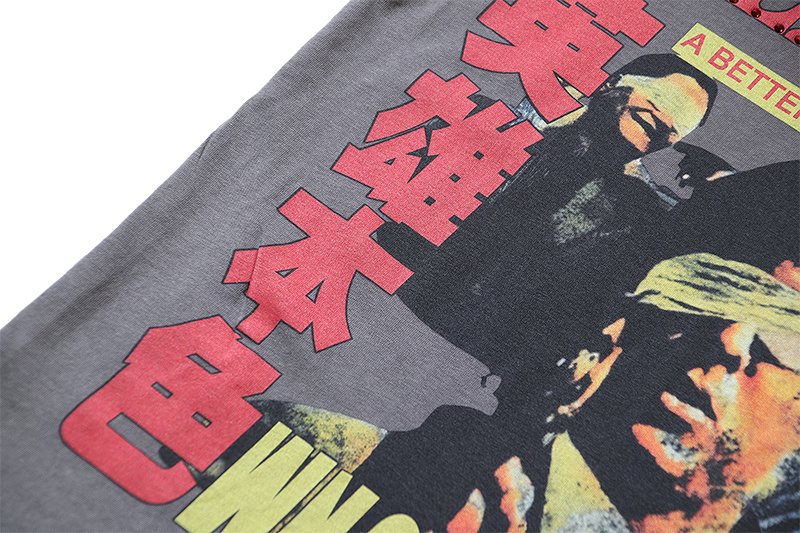 VALE USA Washed Gray Rhinestone Graphic T-Shirt ¡ª detail