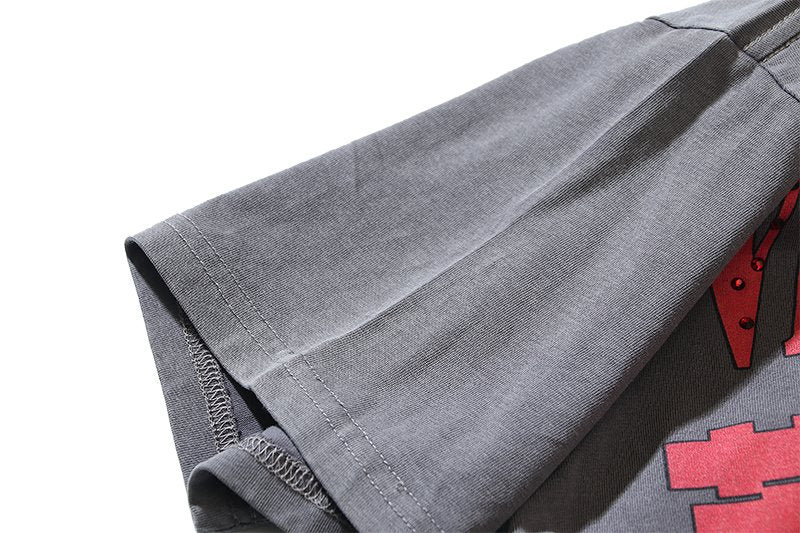 VALE USA Washed Gray Rhinestone Graphic T-Shirt ¡ª detail