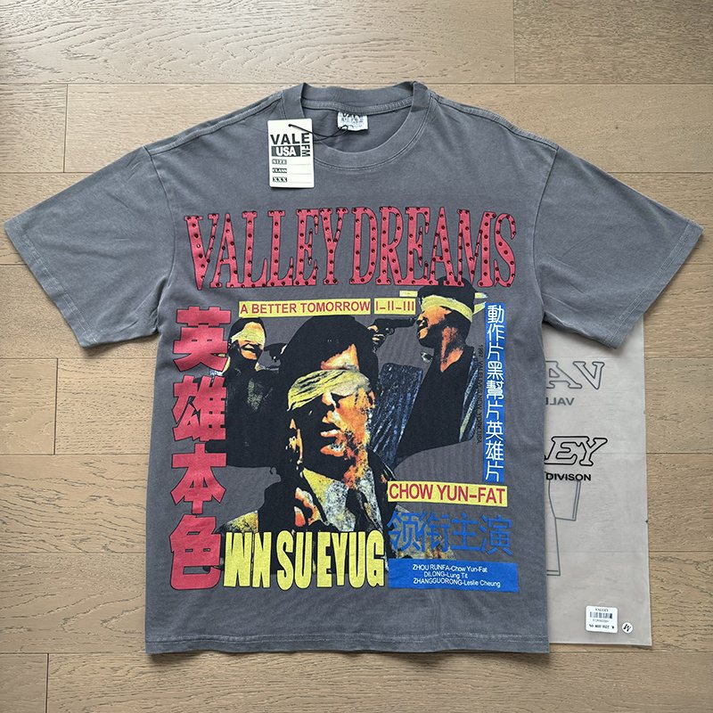VALE USA Washed Gray Rhinestone Graphic T-Shirt ¡ª context