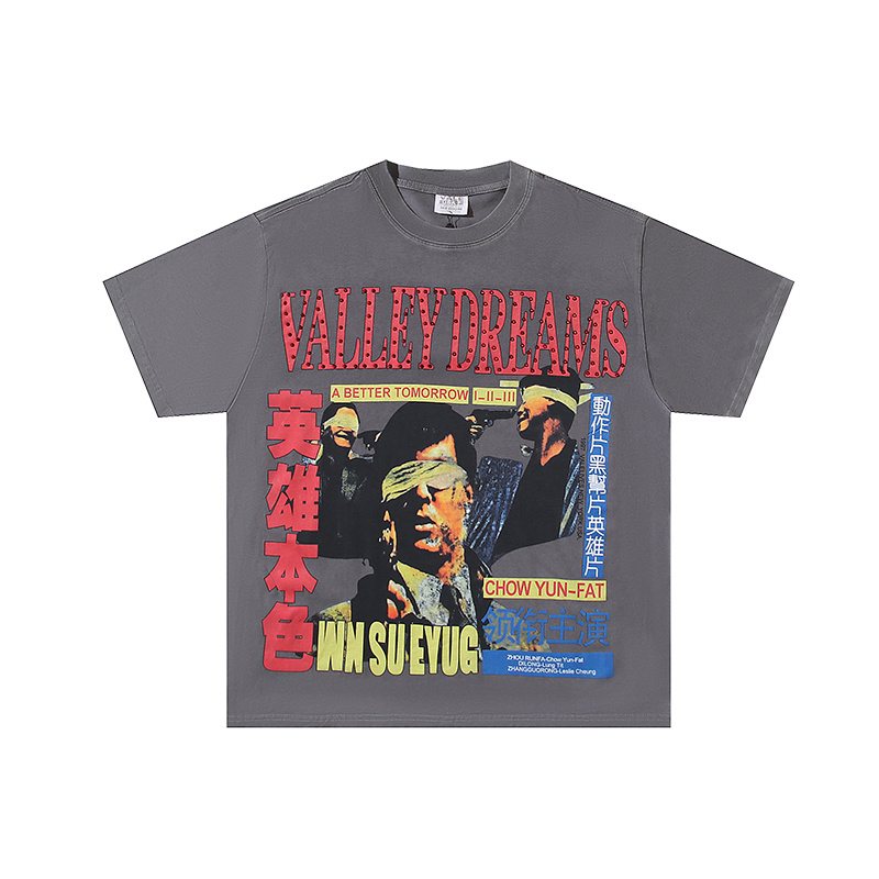 VALE USA Washed Gray Rhinestone Graphic T-Shirt ¡ª hero