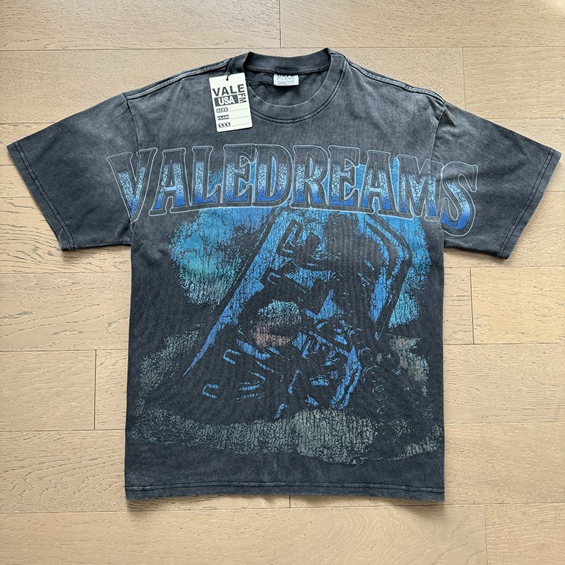 VALE USA Washed Black Graphic T-Shirt ¡ª front