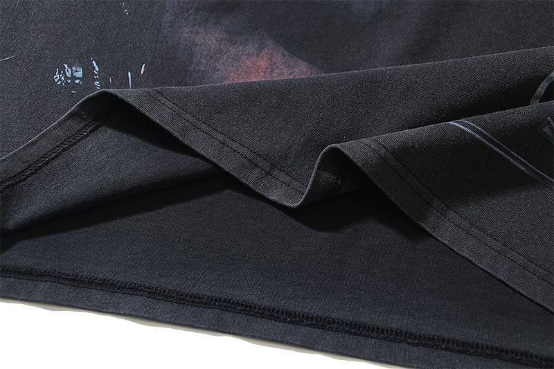 VALE USA Washed Black Portrait Graphic T-Shirt ¡ª detail