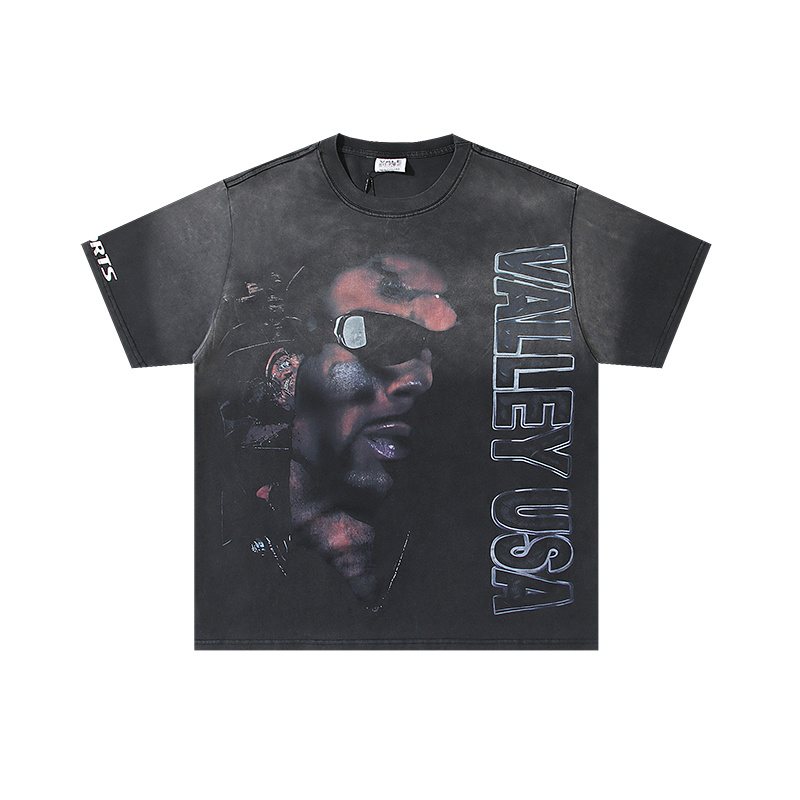 VALE USA Washed Black Portrait Graphic T-Shirt ¡ª hero