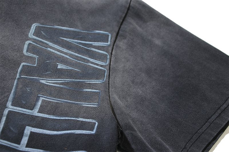 VALE USA Washed Black Portrait Graphic T-Shirt ¡ª detail