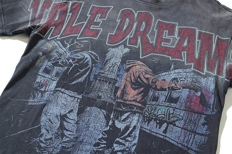 VALE USA All Glory Fades Washed Black Graphic T-Shirt ¡ª detail