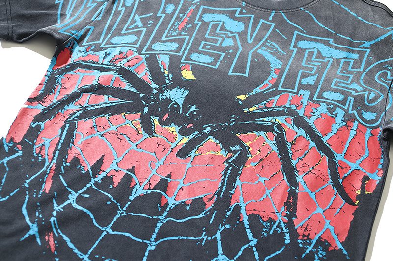 VALE USA Spider Festival Graphic Washed Black T-Shirt ¡ª detail