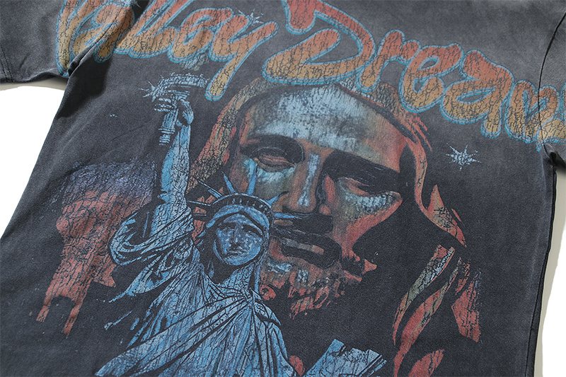 VALE USA Washed Black Graphic T-Shirt ¡ª detail