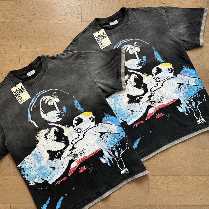 VALE USA Distressed Graphic Washed Short-Sleeve T-Shirt ¡ª context
