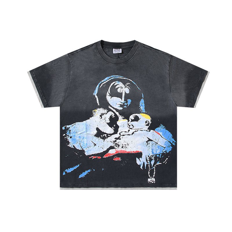 VALE USA Distressed Graphic Washed Short-Sleeve T-Shirt ¡ª hero
