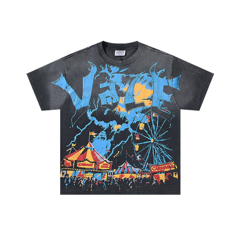 VALE USA Carnival Graphic T-Shirt - Charcoal Gray ¡ª front