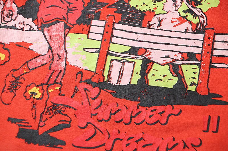 VALE USA Washed Red Graphic T-Shirt ¡ª detail