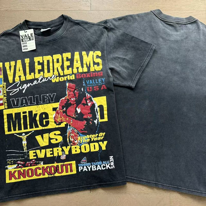 VALE USA Washed Black Boxing Graphic T-Shirt ¡ª comparison