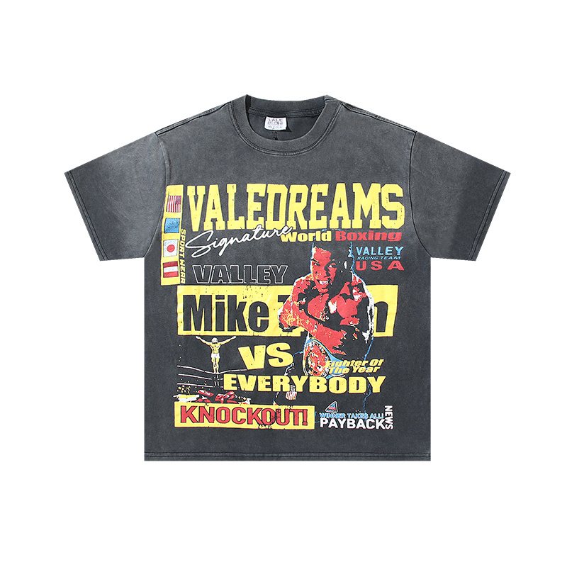 VALE USA Washed Black Boxing Graphic T-Shirt ¡ª hero