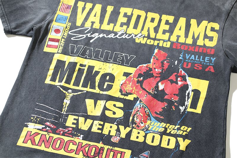 VALE USA Washed Black Boxing Graphic T-Shirt ¡ª detail
