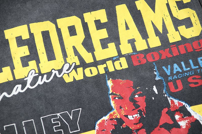 VALE USA Washed Black Boxing Graphic T-Shirt ¡ª detail